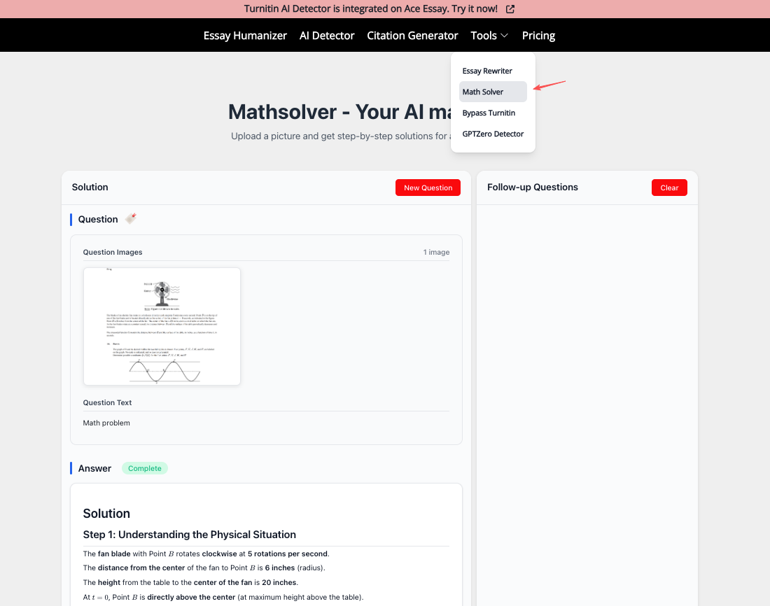 interface for math solver